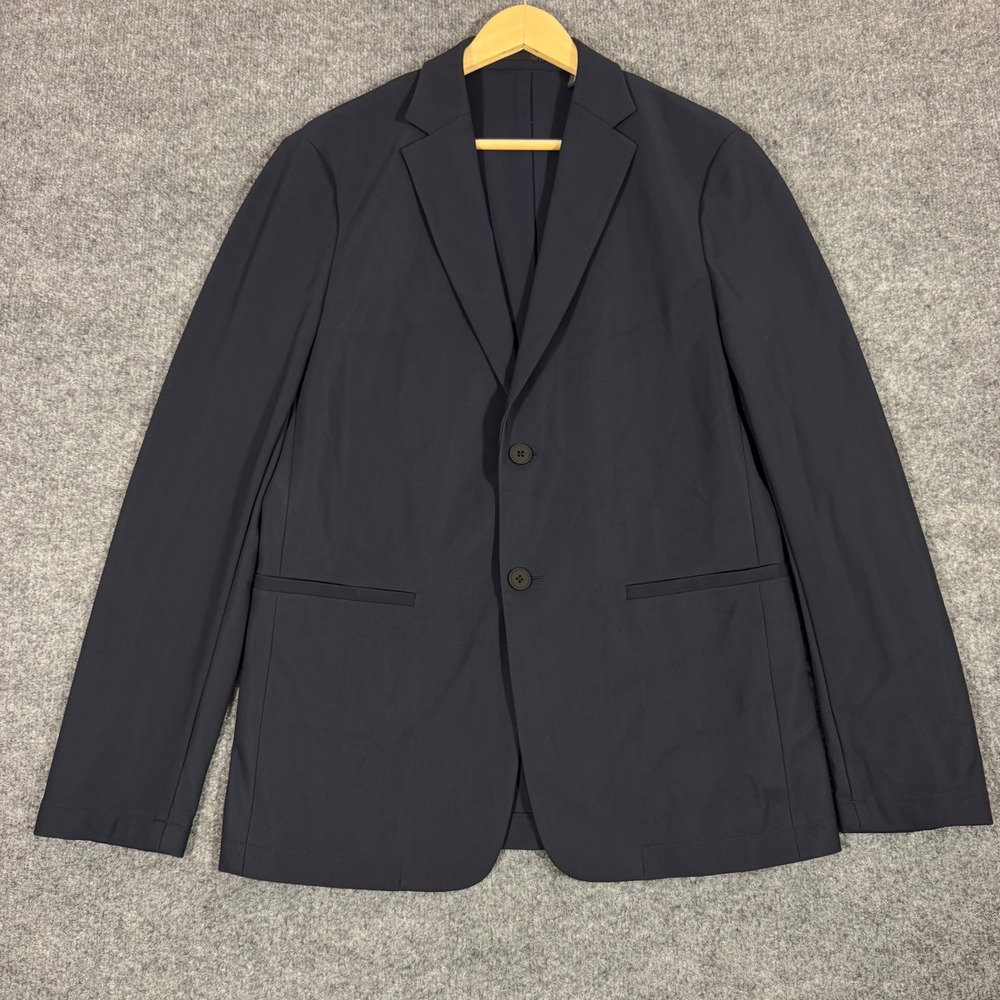 Theory Clinton Precision Ponte Sport Coat Blazer Mens 38 R Navy Minimalist EUC